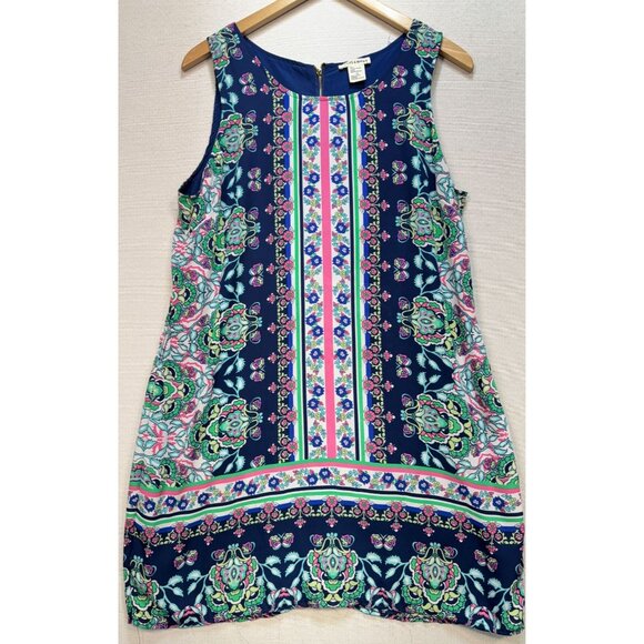 Artisan Ny Women's Mini Shift Dress Sleeveless Size 12 Multicolor Aztec Boho - Picture 1 of 9